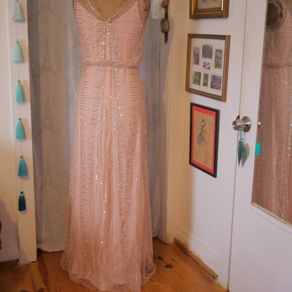 vtg 90s CACHE Y2K Pink Sequins Beaded Mermaid Maxi Dress Whimsigoth Fairycore 6 - Picture 3 of 16